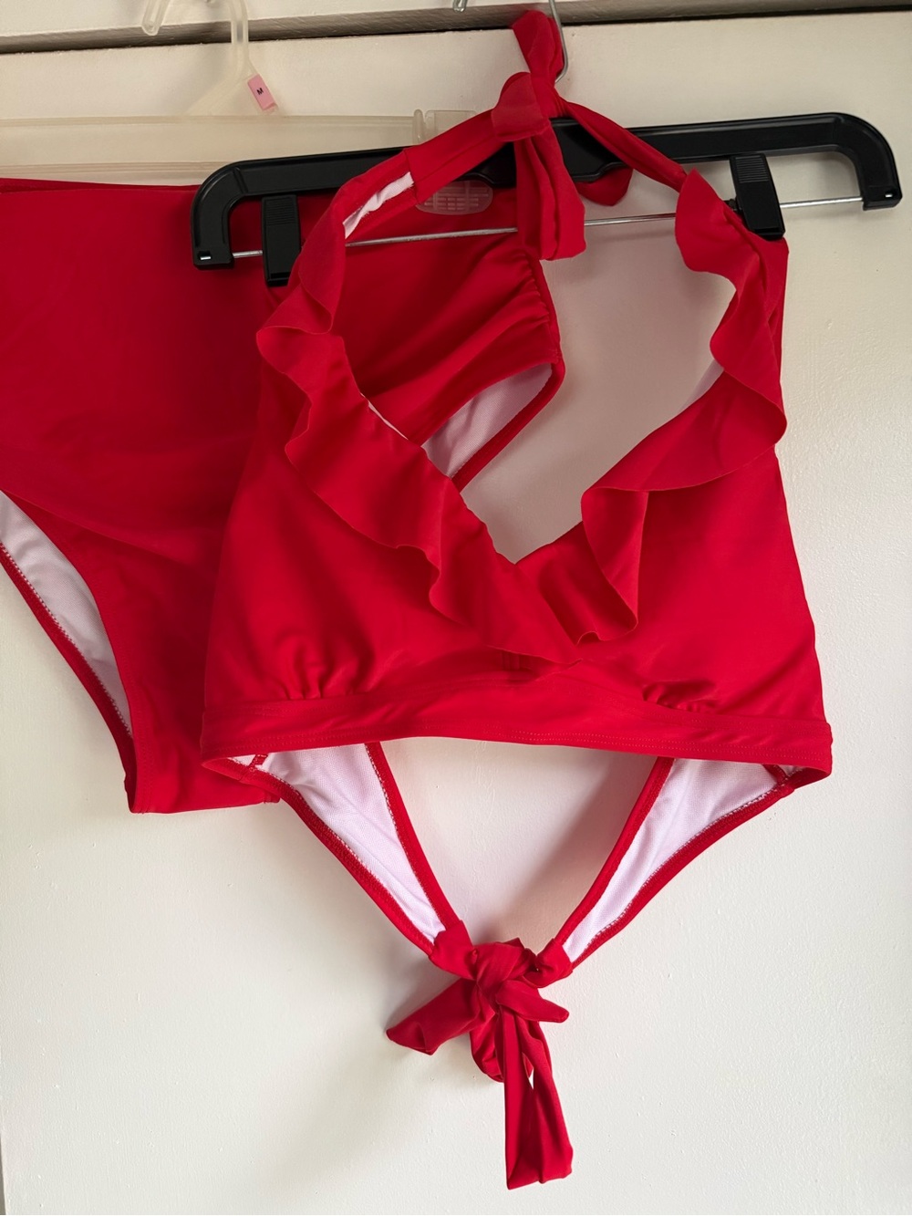Red Ruffle Halter Bikini Top and Bottom Set - Women Intimates & Sleepwear